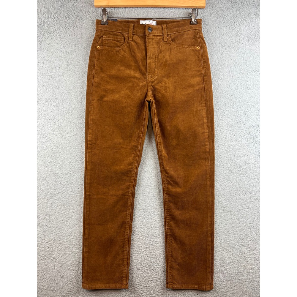 New Gap Vintage Slim High Rise Corduroy Pants Cognac Brown Womens 28 6R Stretch